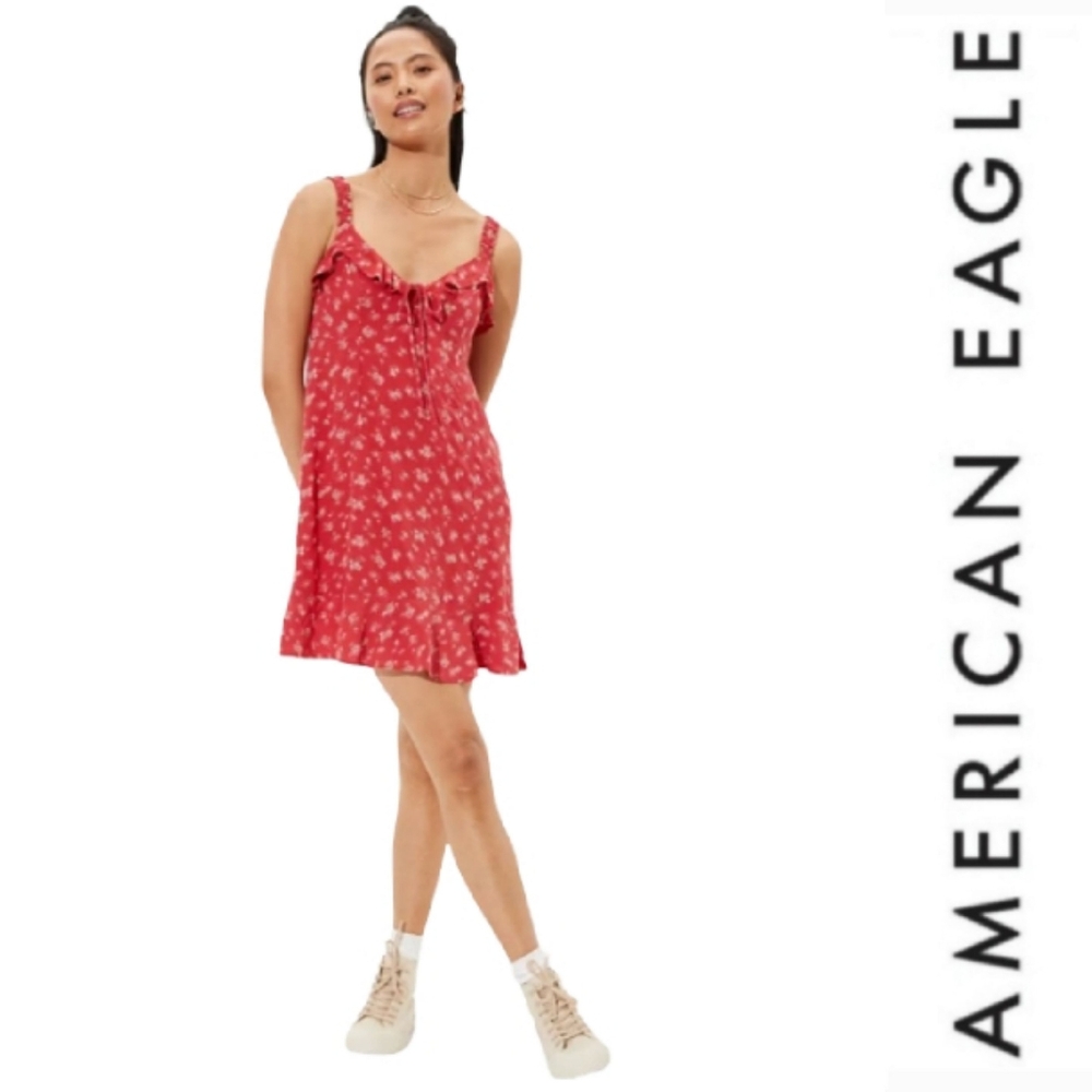 American Eagle Floral Ruffle Mini Dress